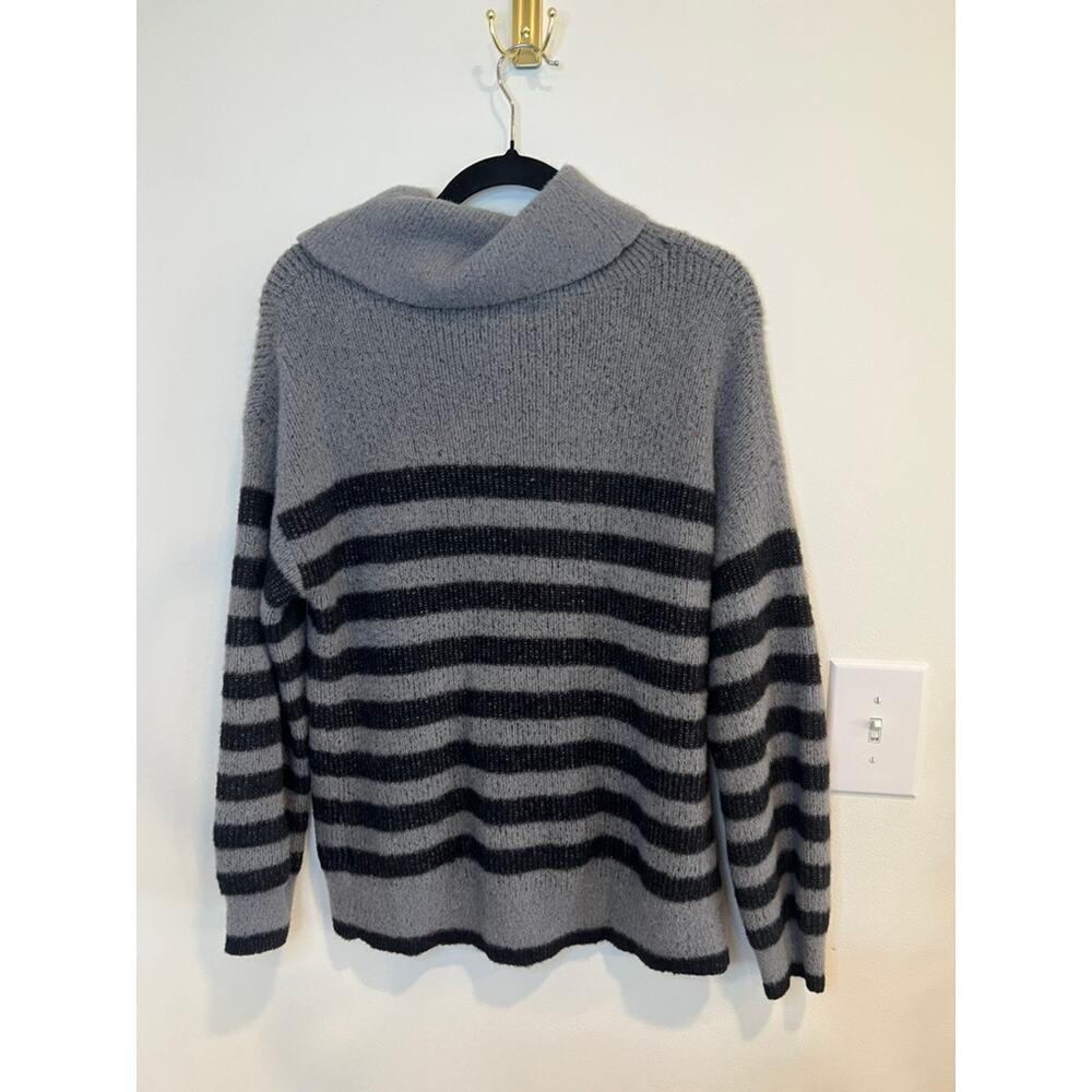 Isabel Maternity Gray Striped Cowl Neck Sweater Cozy Soft Knit Size M - Picture 6 of 8